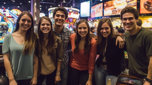 a group date at Dave and Busters